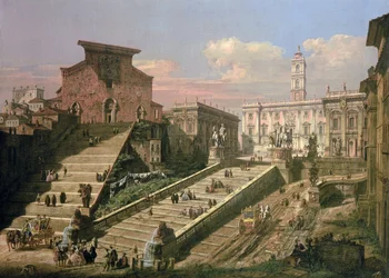 Piazza del Campidoglio och kyrkan S. Mario dAracoeli, Rom